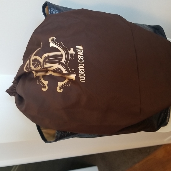 Roberto Cavalli NWT Women's Navy Blue Leather Snake Tote Handbag - Picture 6 of 6